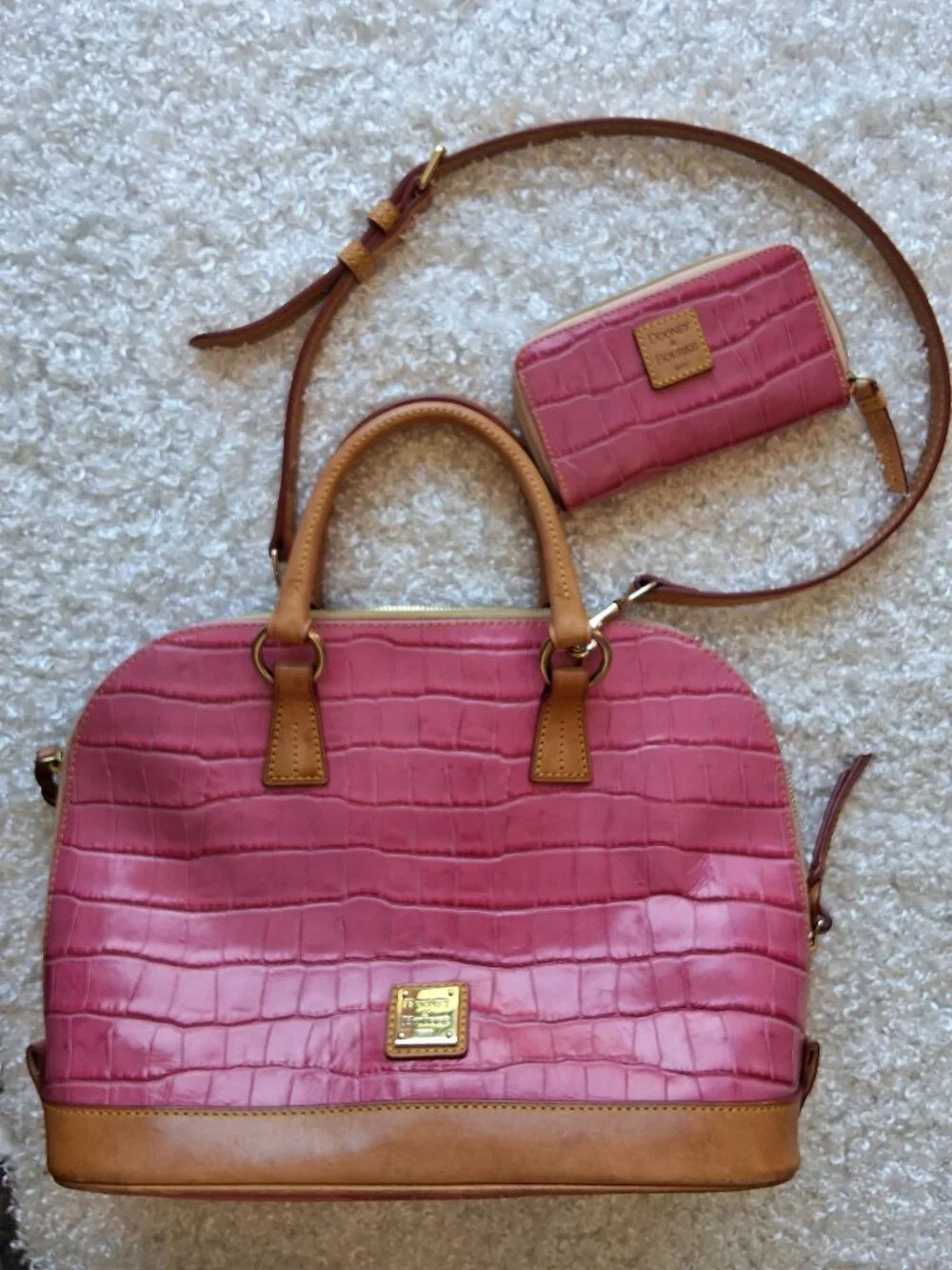 Dooney and Bourke Hot Pink Embossed leather bag with wallet